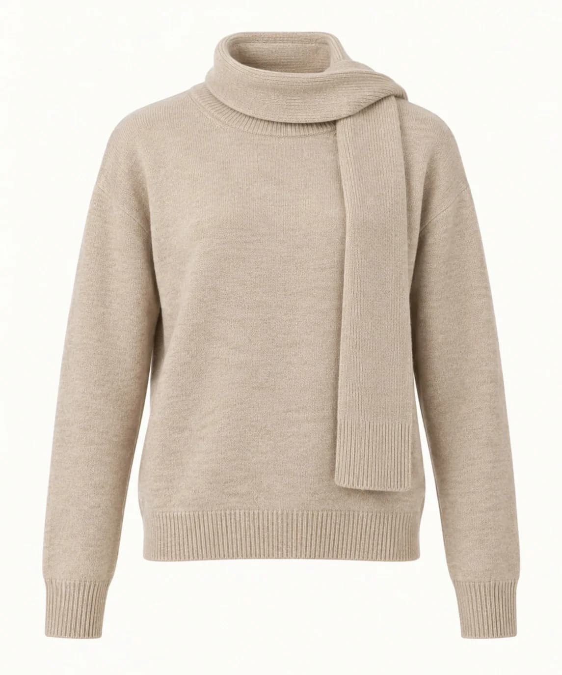 Womens Scarf-Collar Knit Sweater - front reference (AI development concept)
