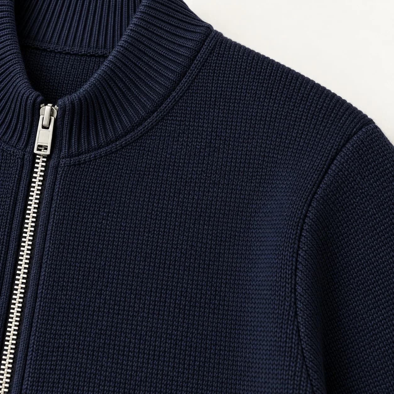 Men's Chunky Milano-Rib Knit Bomber - texture reference (AI development concept)