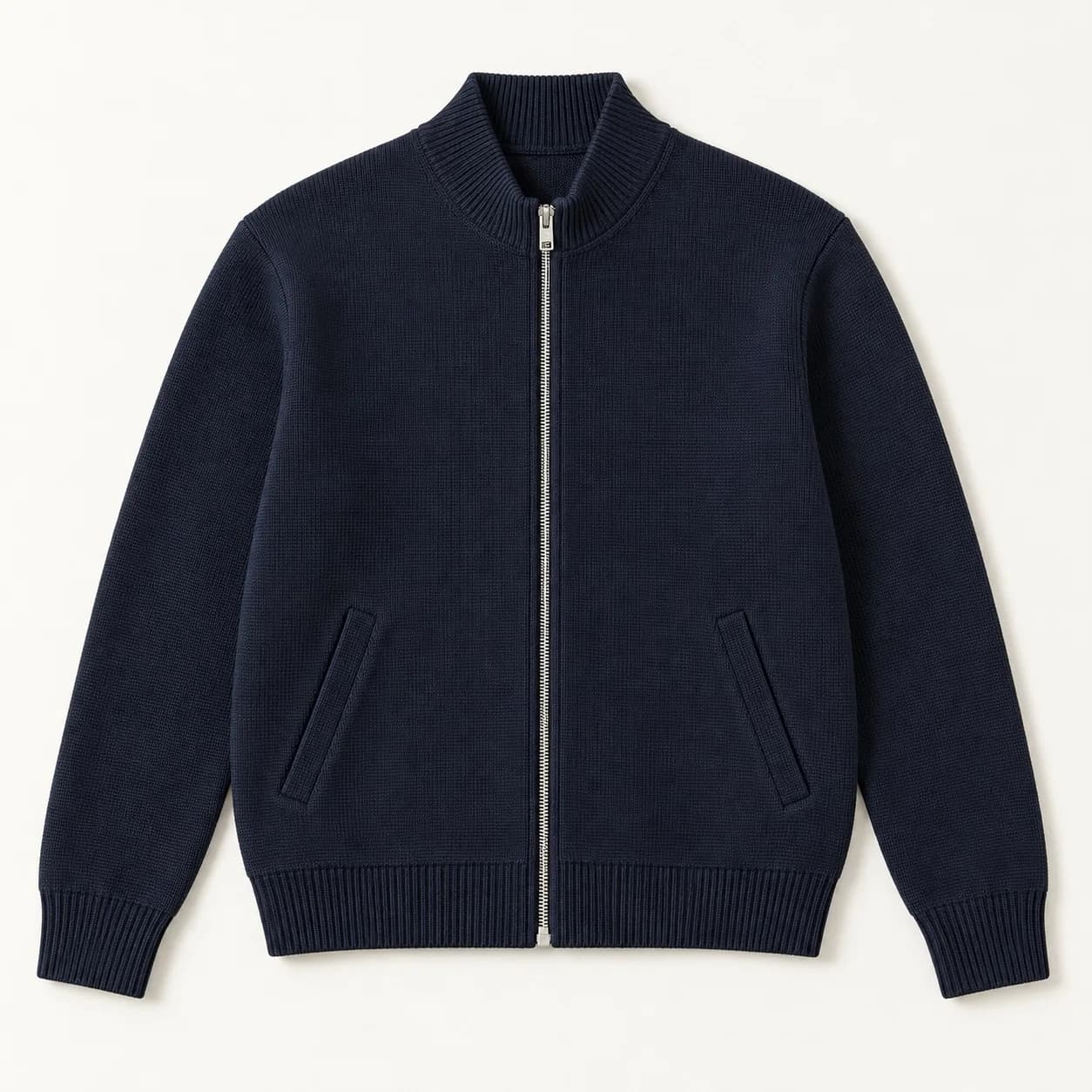 Men's Chunky Milano-Rib Knit Bomber - front reference (AI development concept)
