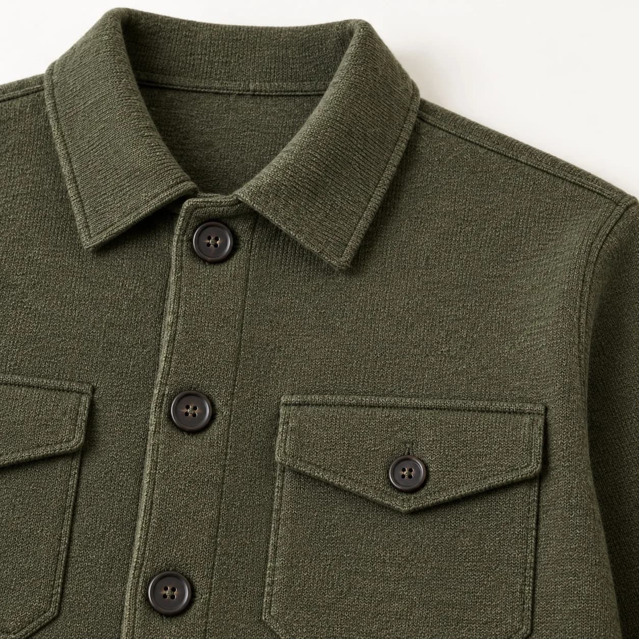 Men's Wool-Blend Knit Overshirt - trim reference (AI development concept)
