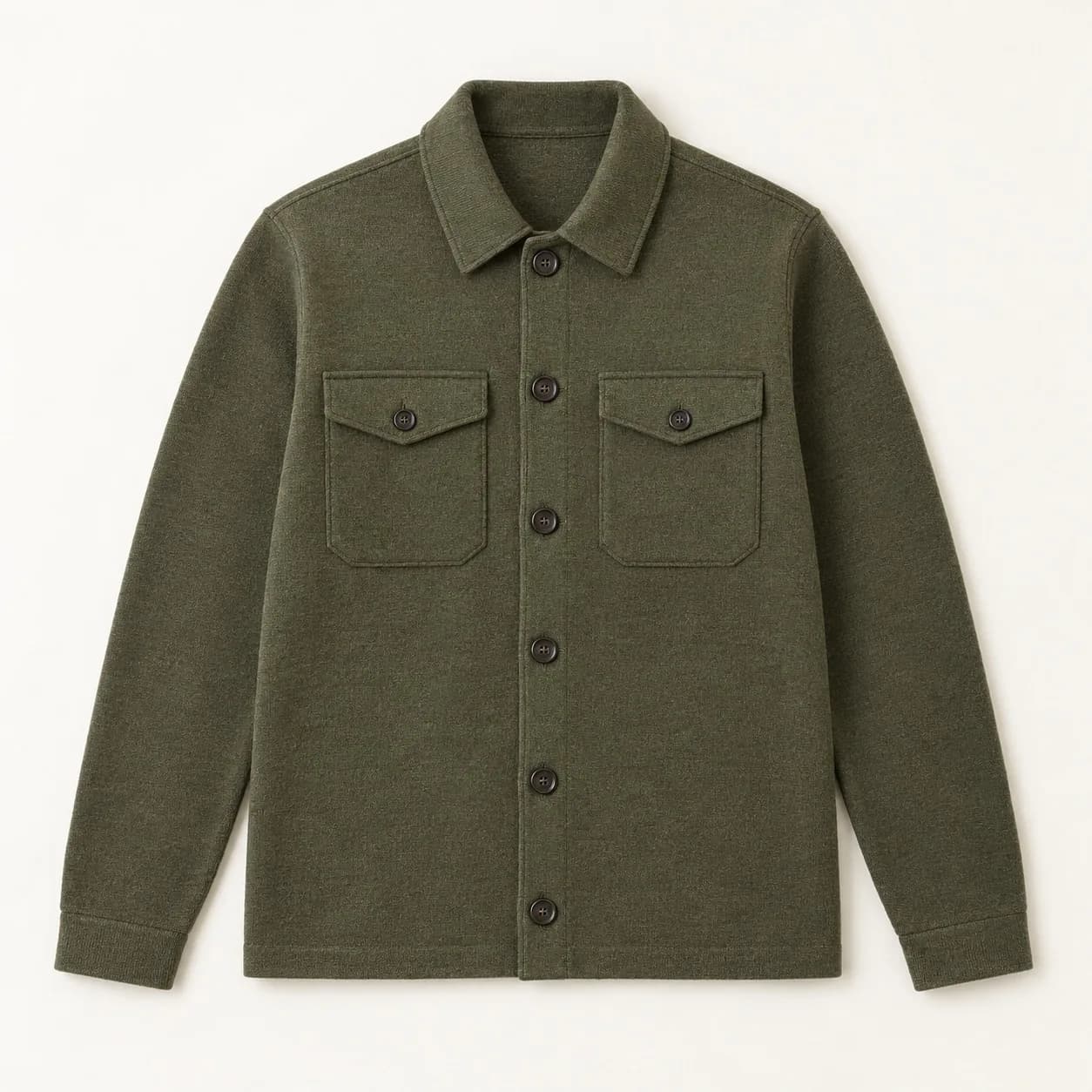Men's Wool-Blend Knit Overshirt - front reference (AI development concept)