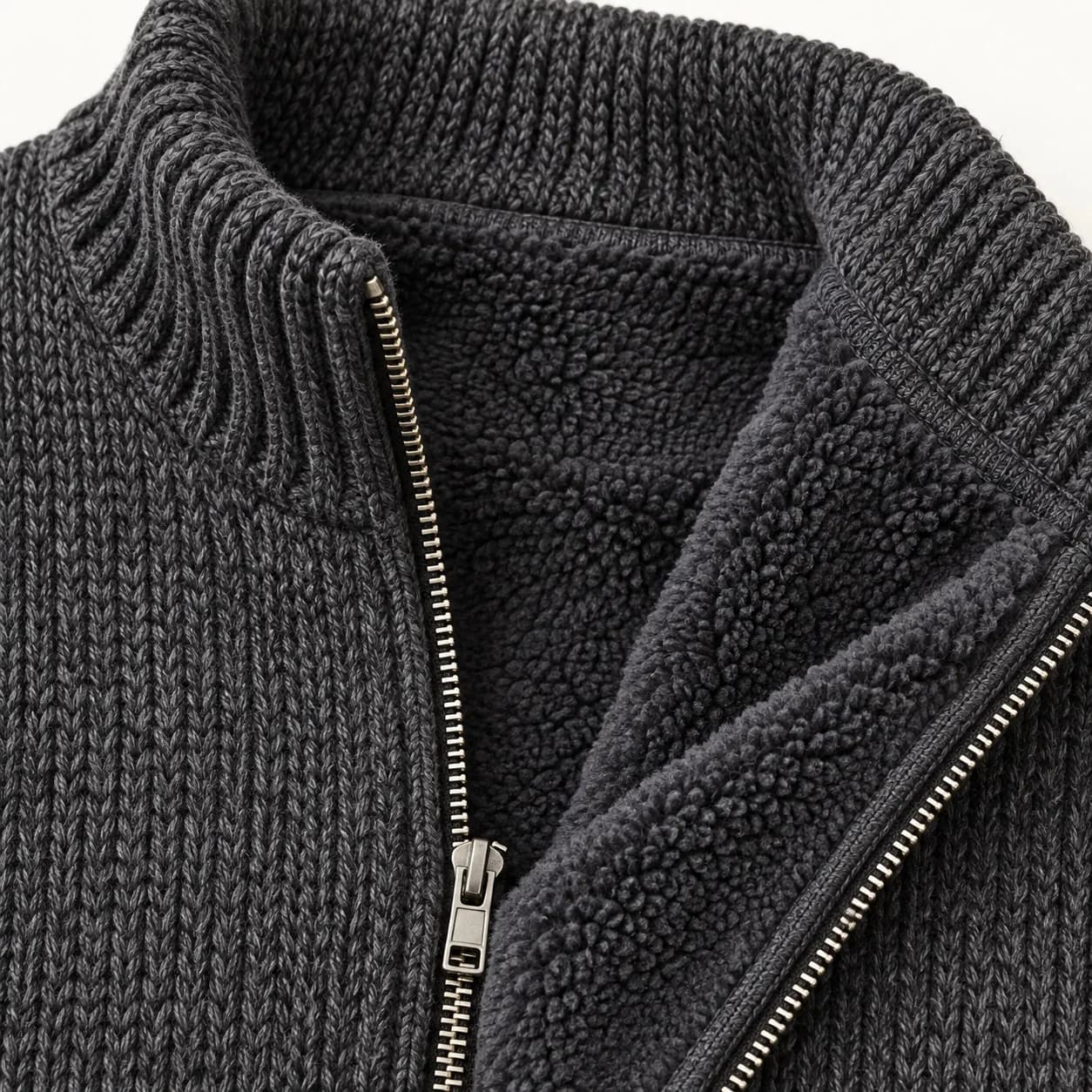 Mens Fleece-Lined Knit Zip Jacket - texture reference (AI development concept)