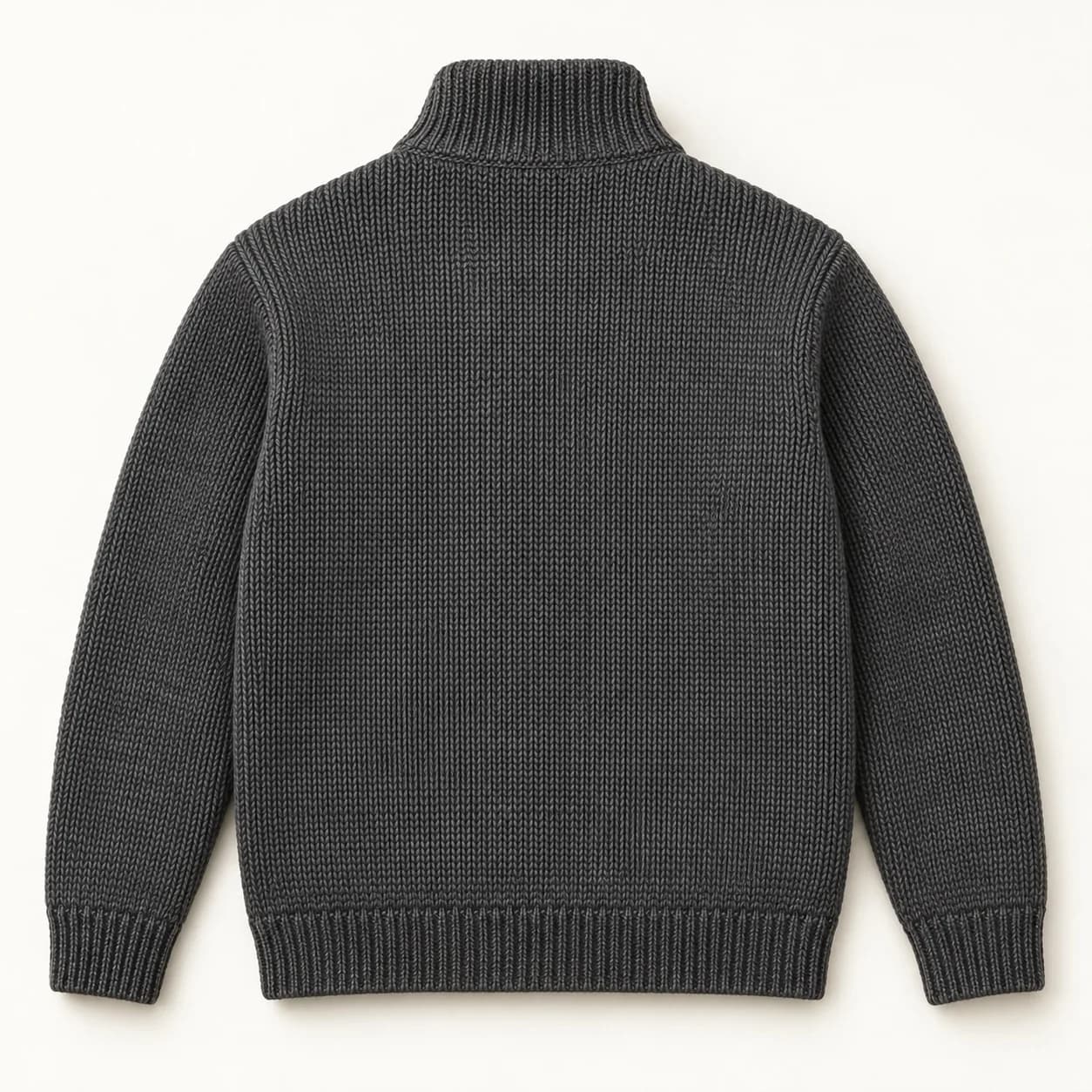 Mens Fleece-Lined Knit Zip Jacket - back reference (AI development concept)