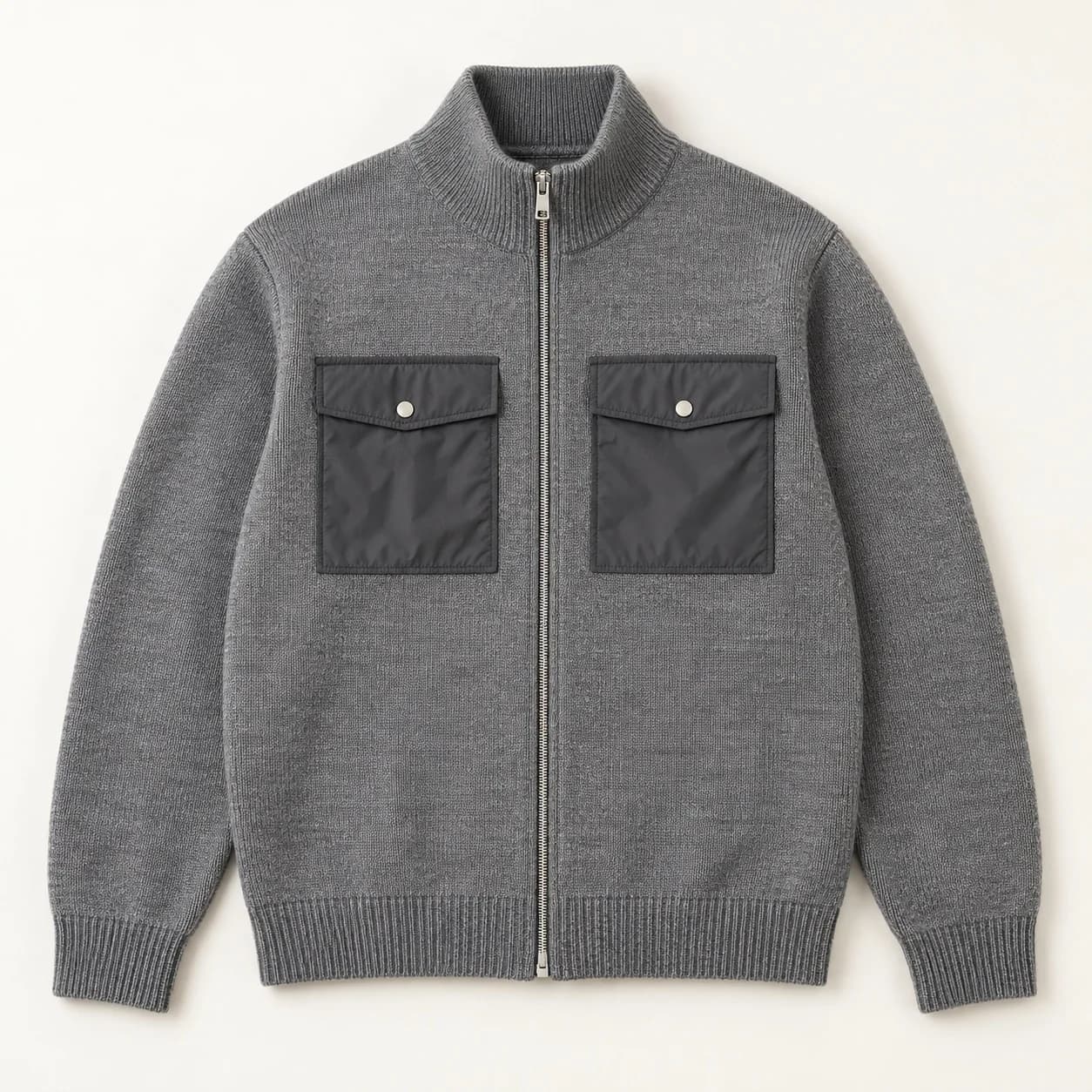 Men's Nylon-Pocket Knit Utility Jacket - front reference (AI development concept)