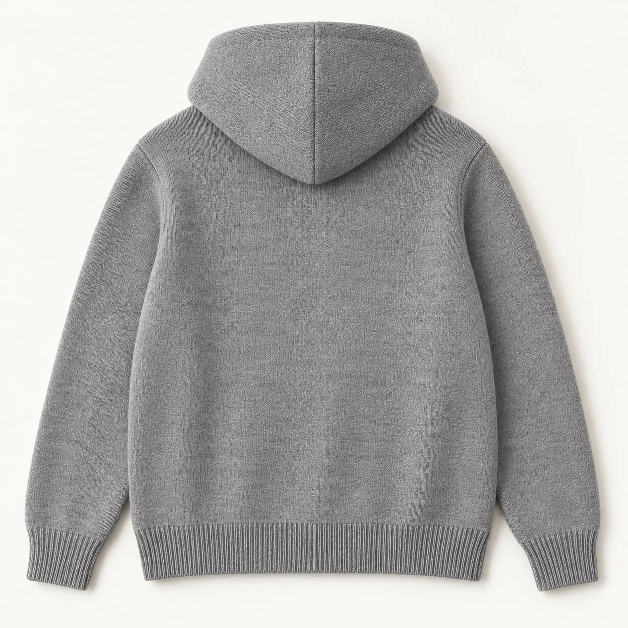 Men's Two-Way Zip Knit Hoodie Development - back reference (AI development concept)
