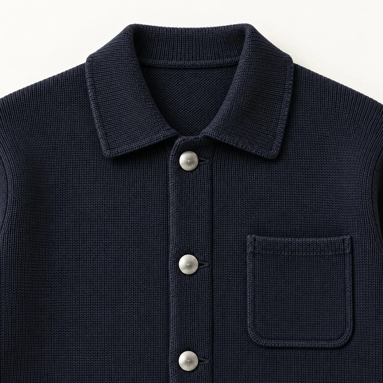 Men's Three-Pocket Knit Chore Jacket - trim reference (AI development concept)