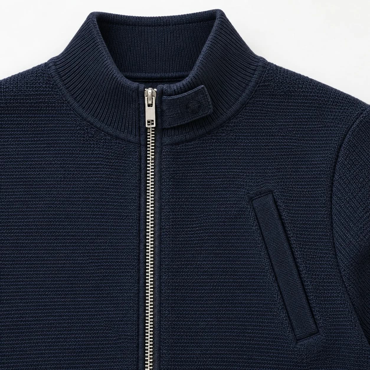 Men's Cotton Knit Harrington Jacket - trim reference (AI development concept)