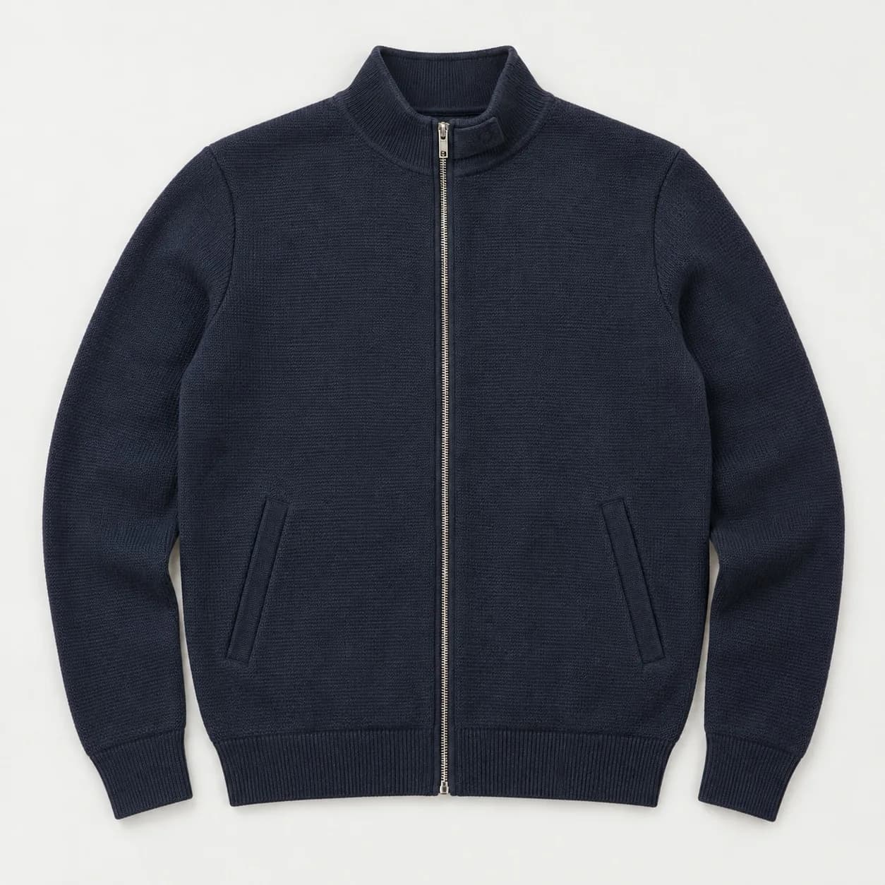 Men's Cotton Knit Harrington Jacket - front reference (AI development concept)