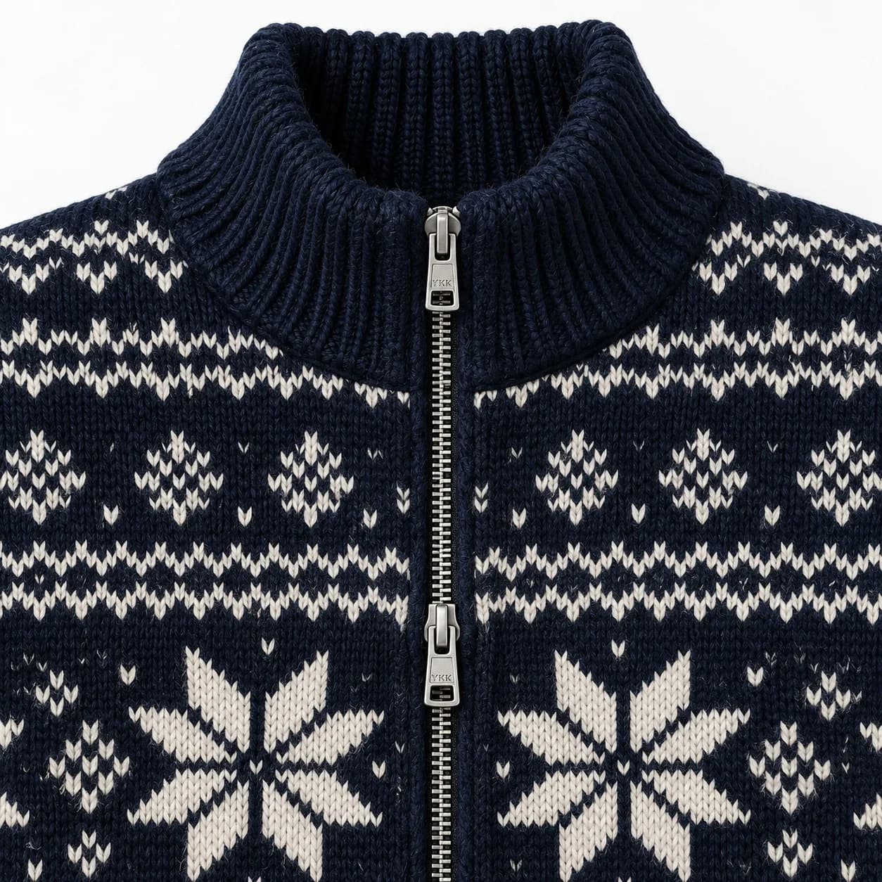 Men's Snowflake Jacquard Full-Zip Jacket - trim reference (AI development concept)