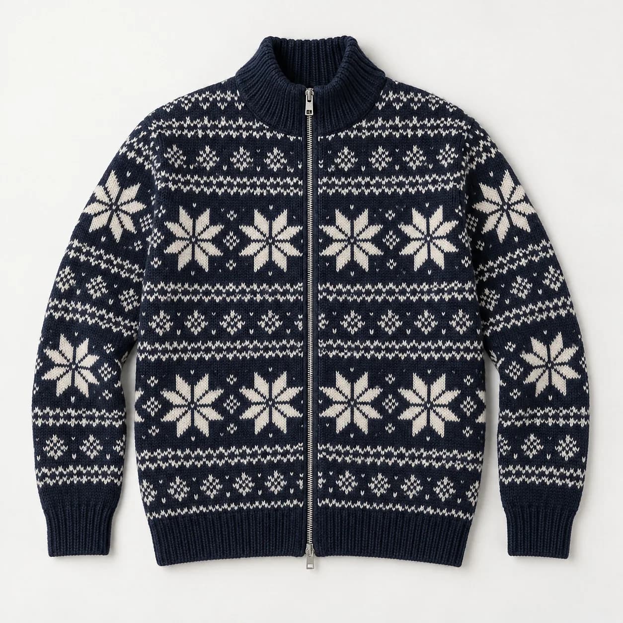 Men's Snowflake Jacquard Full-Zip Jacket - front reference (AI development concept)