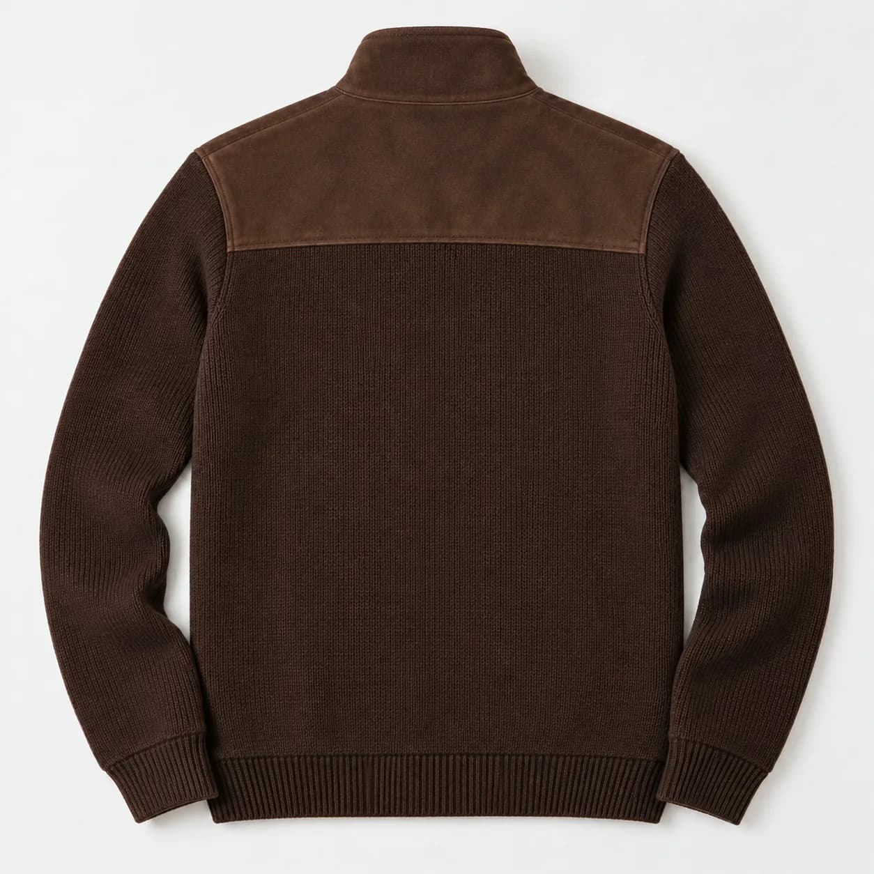 Men's Faux-Suede Yoke Knit Zip Jacket - back reference (AI development concept)