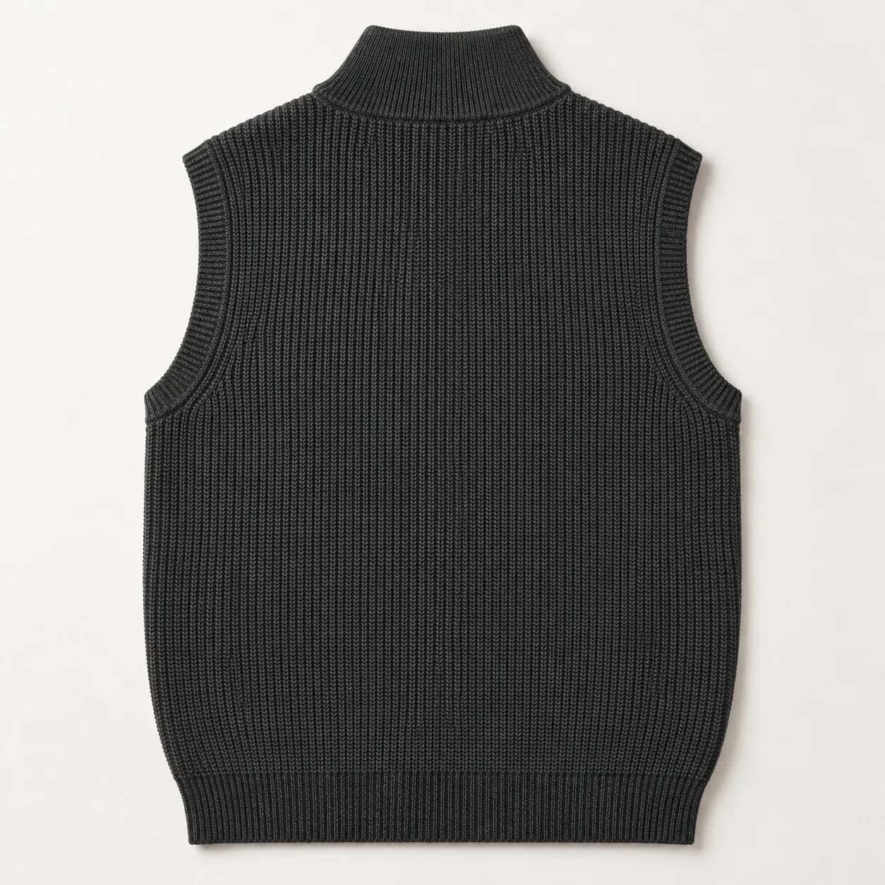 Men's Stand-Collar Full-Zip Knit Gilet - back reference (AI development concept)