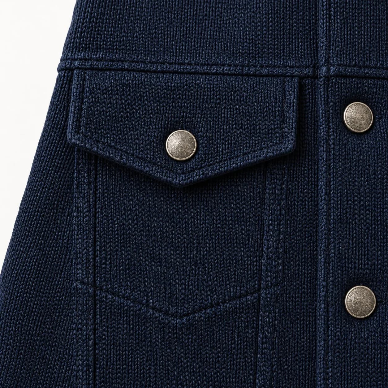 Men's Cotton Knit Trucker Jacket - trim reference (AI development concept)