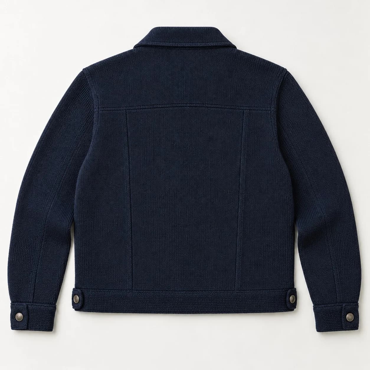 Men's Cotton Knit Trucker Jacket - back reference (AI development concept)