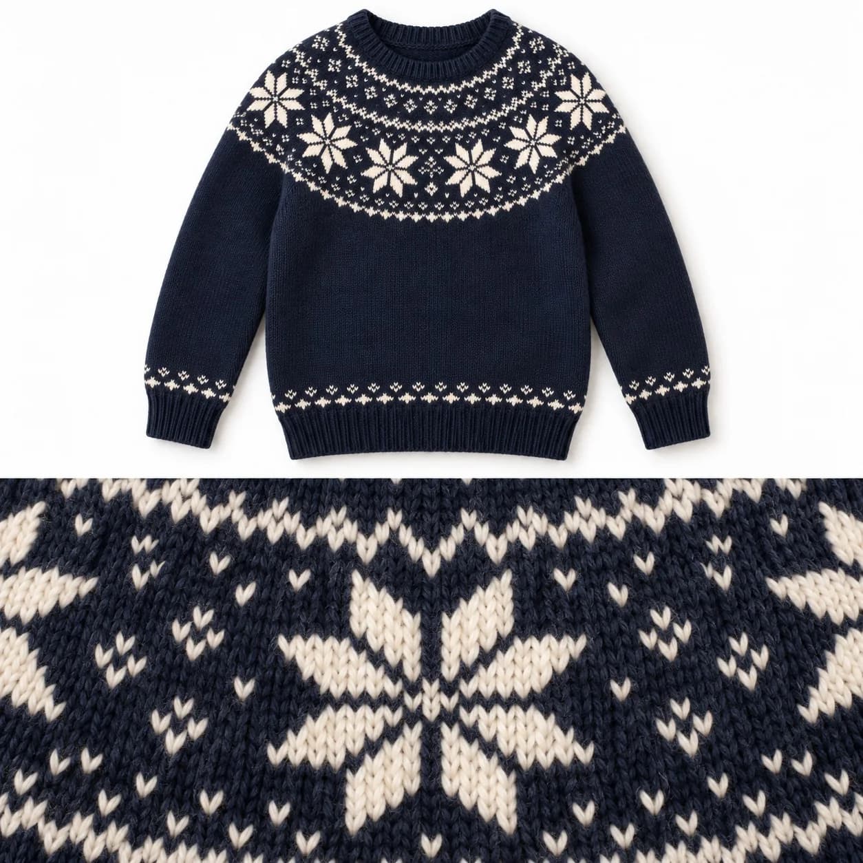 Kids Nordic Star-Yoke Sweater - texture reference (AI development concept)