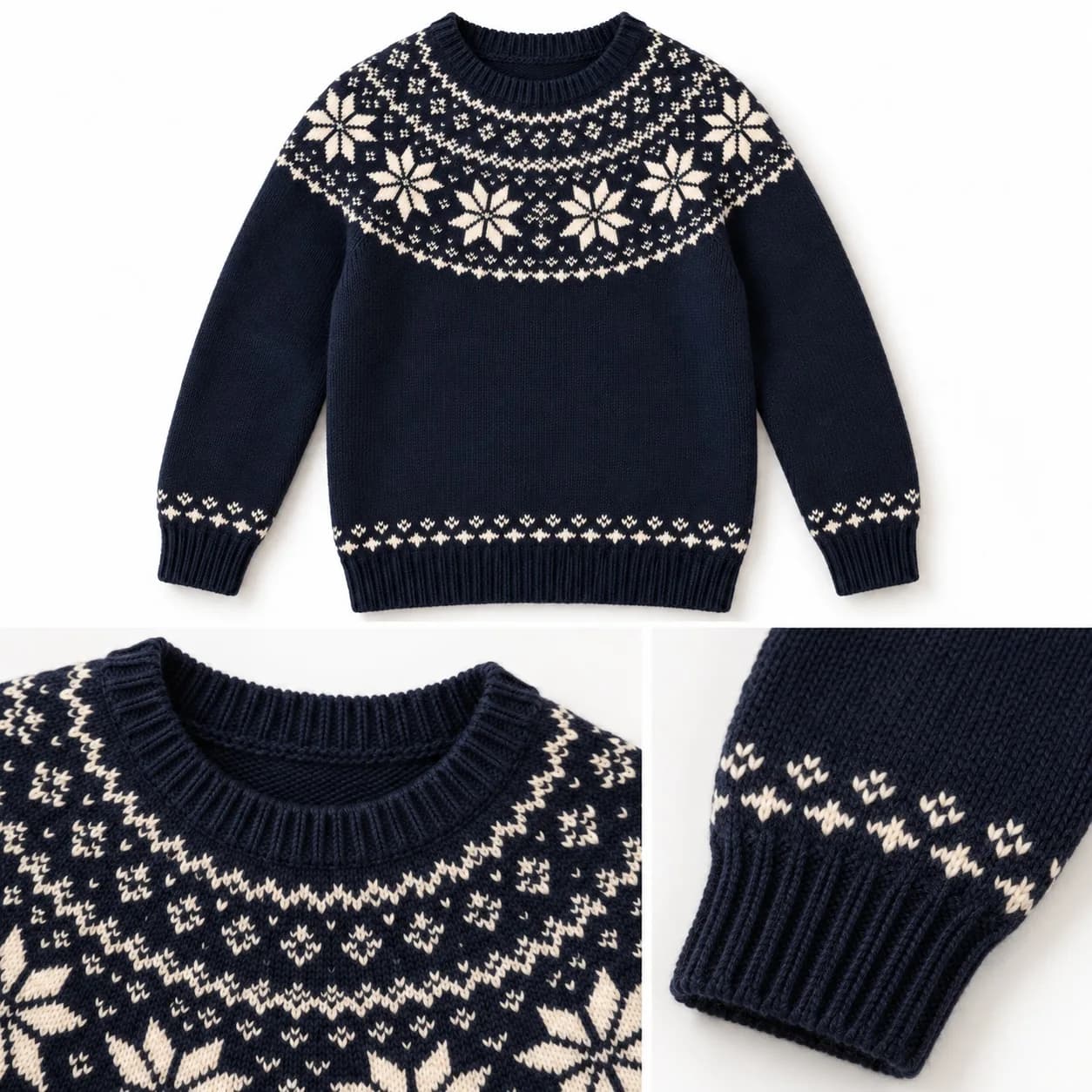 Kids Nordic Star-Yoke Sweater - trim reference (AI development concept)