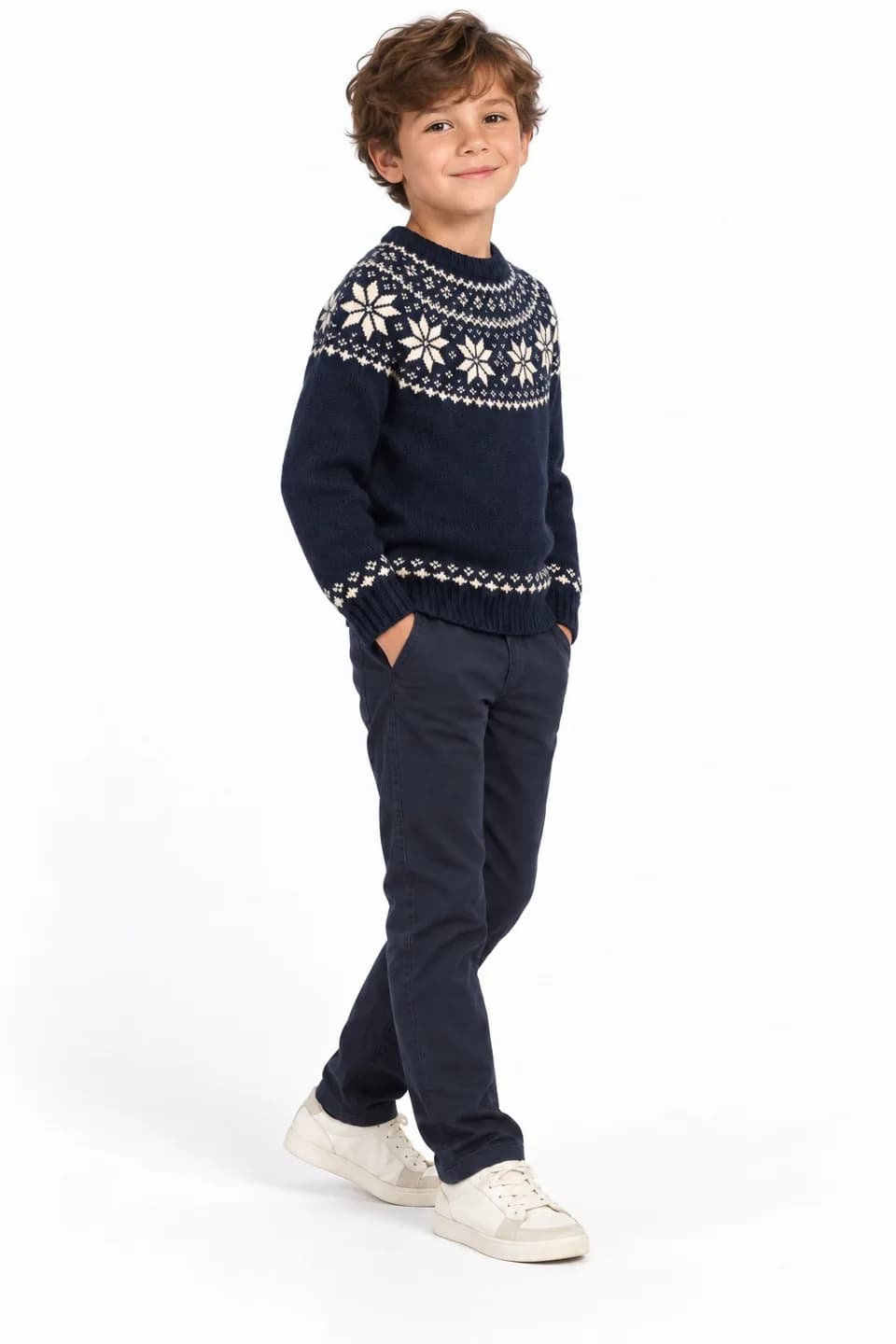 Kids Nordic Star-Yoke Sweater - side reference (AI development concept)