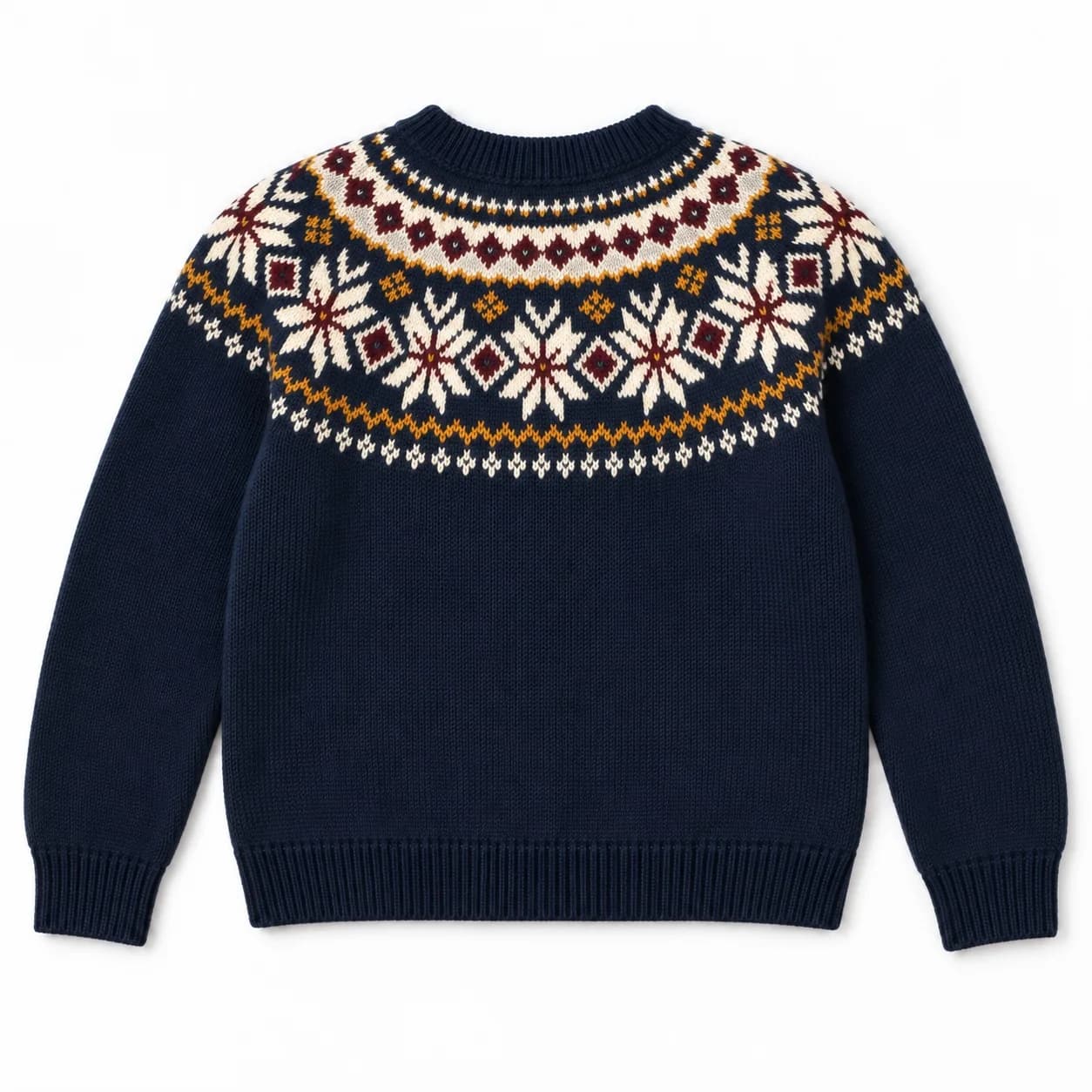 Kids Fair Isle Yoke Cardigan - back reference (AI development concept)