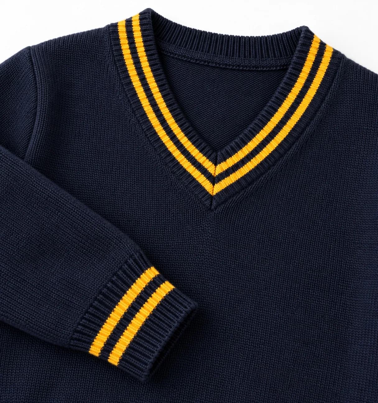 Kids Tipped V-Neck School Sweater - trim reference (AI development concept)