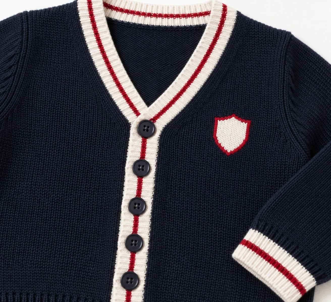 Youth Tipped Varsity V-Neck Cardigan - trim reference (AI development concept)