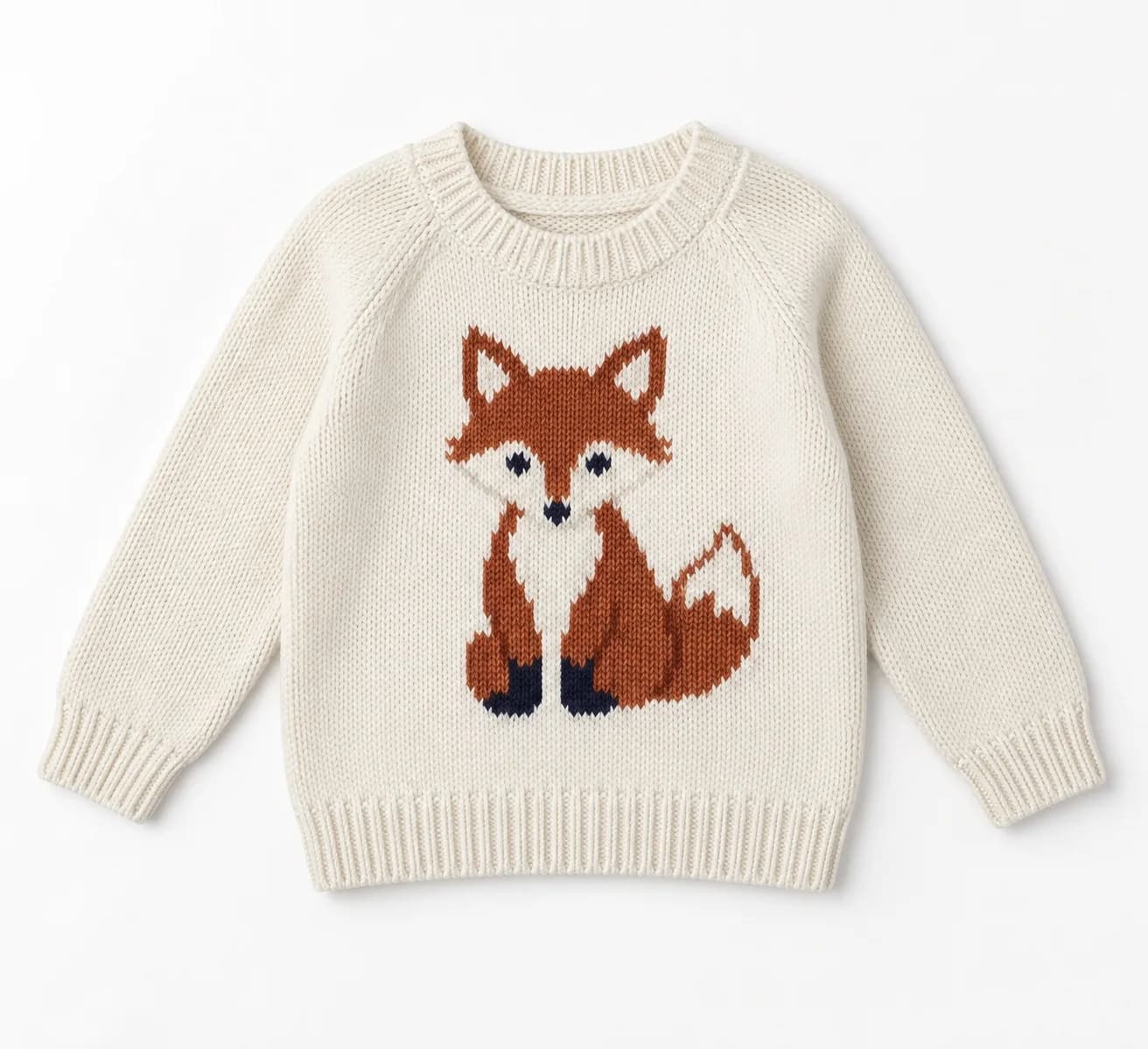 Kids Animal Intarsia Crew Sweater - front reference (AI development concept)