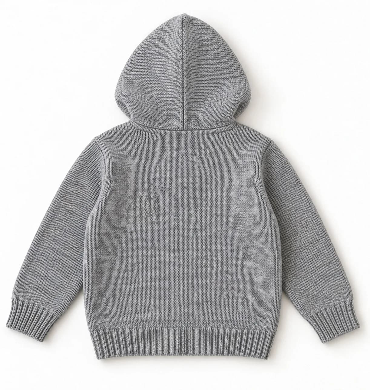 Kids Drawstring-Free Zip Knit Hoodie - back reference (AI development concept)