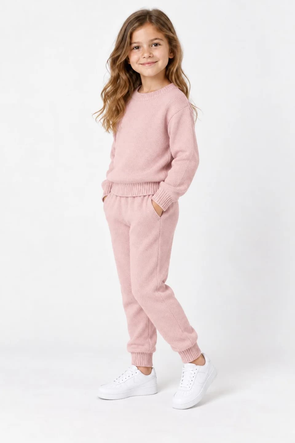 Kids Knit Crew and Jogger Set - side reference (AI development concept)