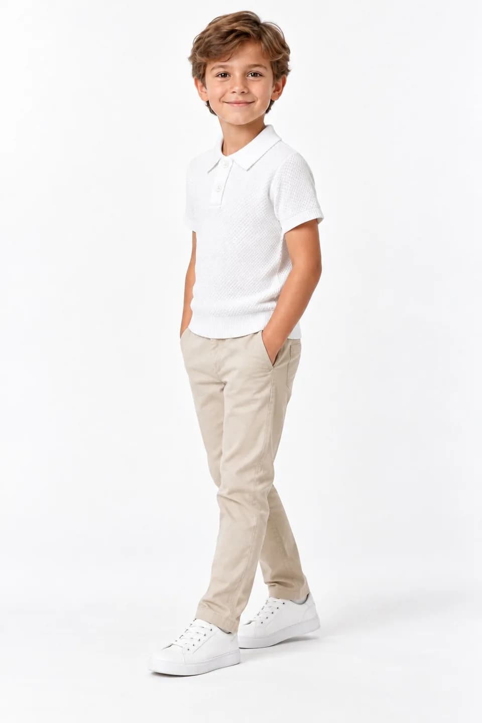 Kids Cotton Short-Sleeve Knit Polo - side reference (AI development concept)