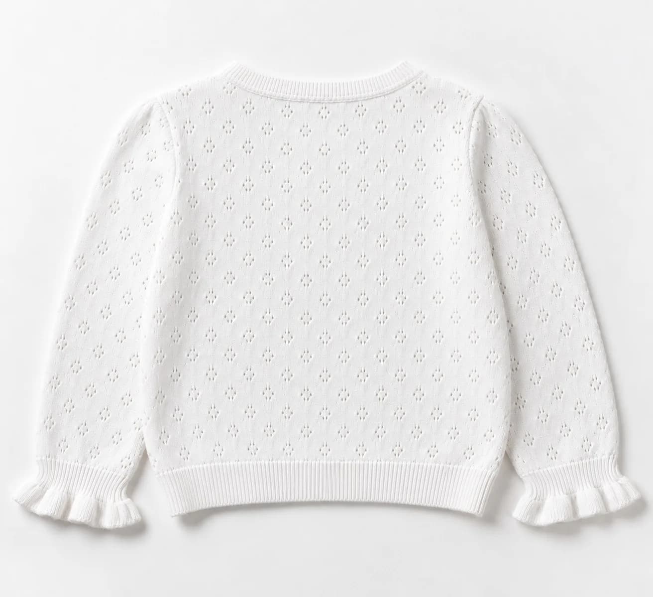 Girls Pointelle Cotton Cardigan - back reference (AI development concept)