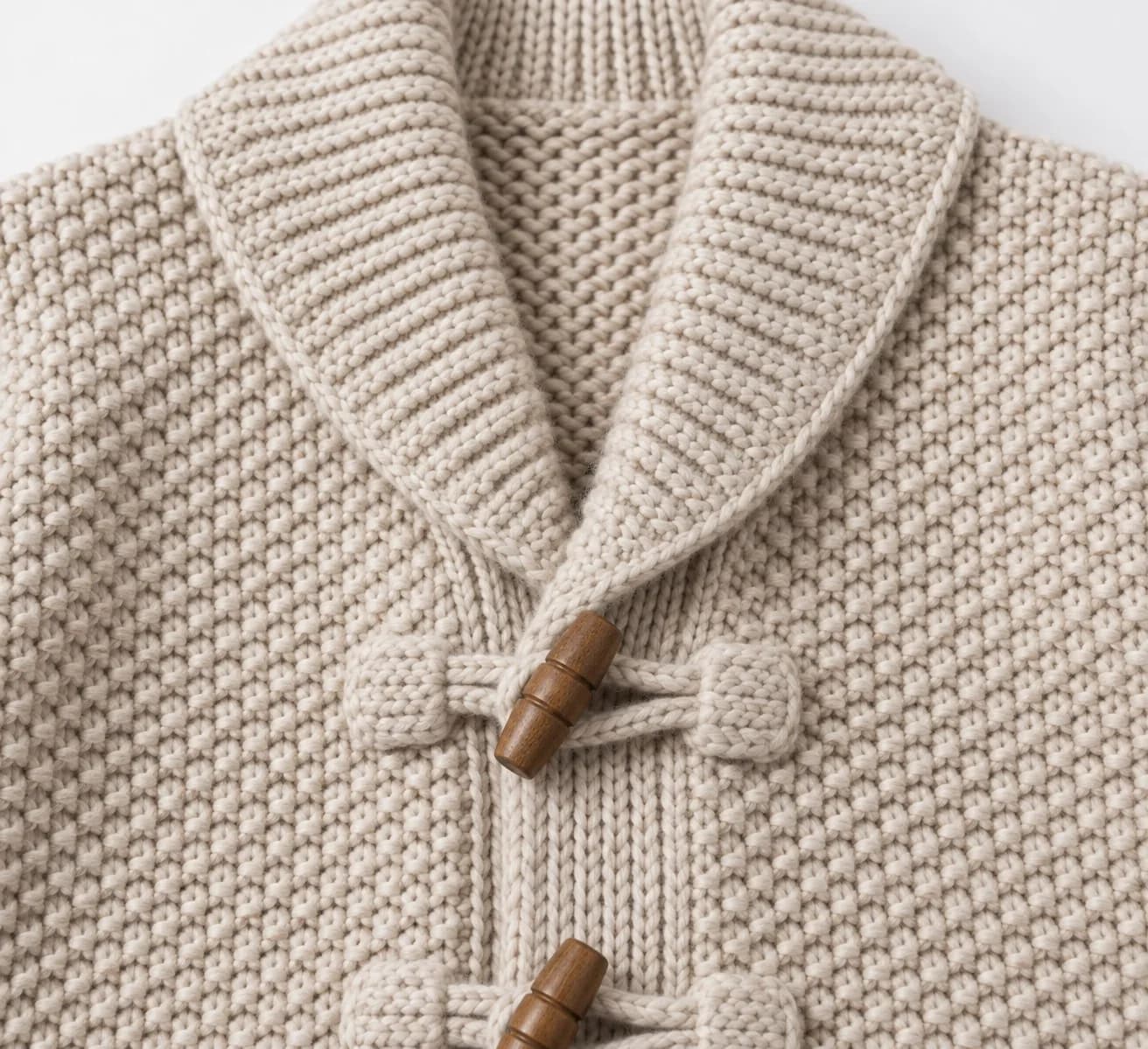 Kids Chunky Shawl Toggle Cardigan - trim reference (AI development concept)