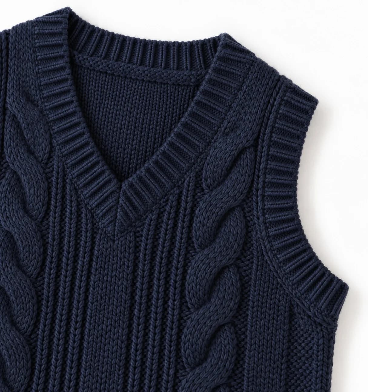 Kids Cable V-Neck Sweater Vest - trim reference (AI development concept)