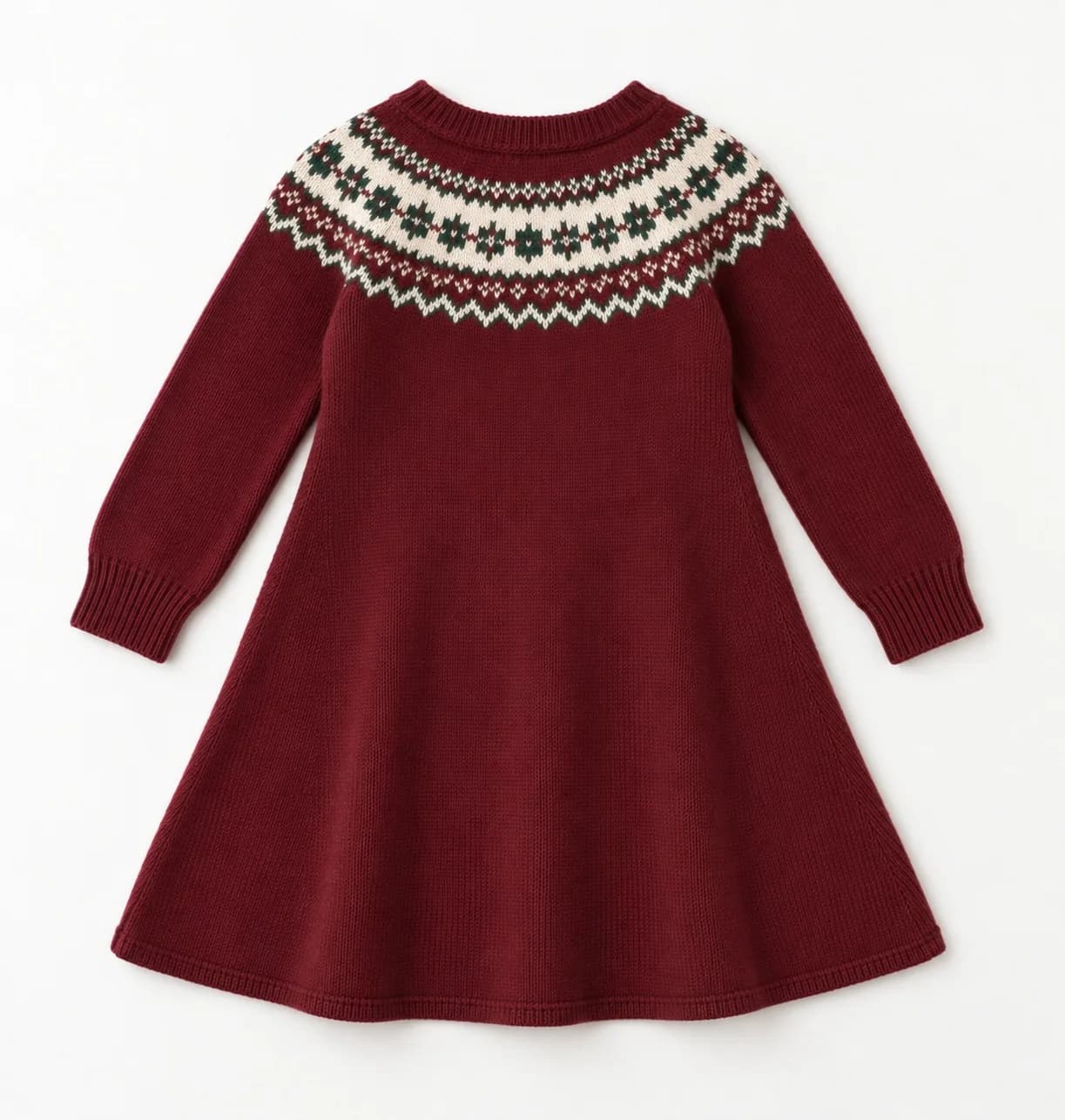 Girls Fair Isle A-Line Knit Dress - back reference (AI development concept)