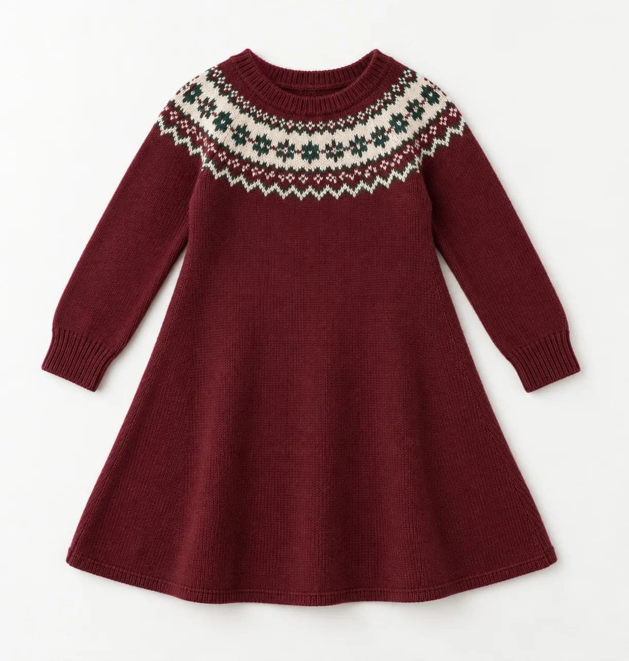 Girls Fair Isle A-Line Knit Dress - front reference (AI development concept)