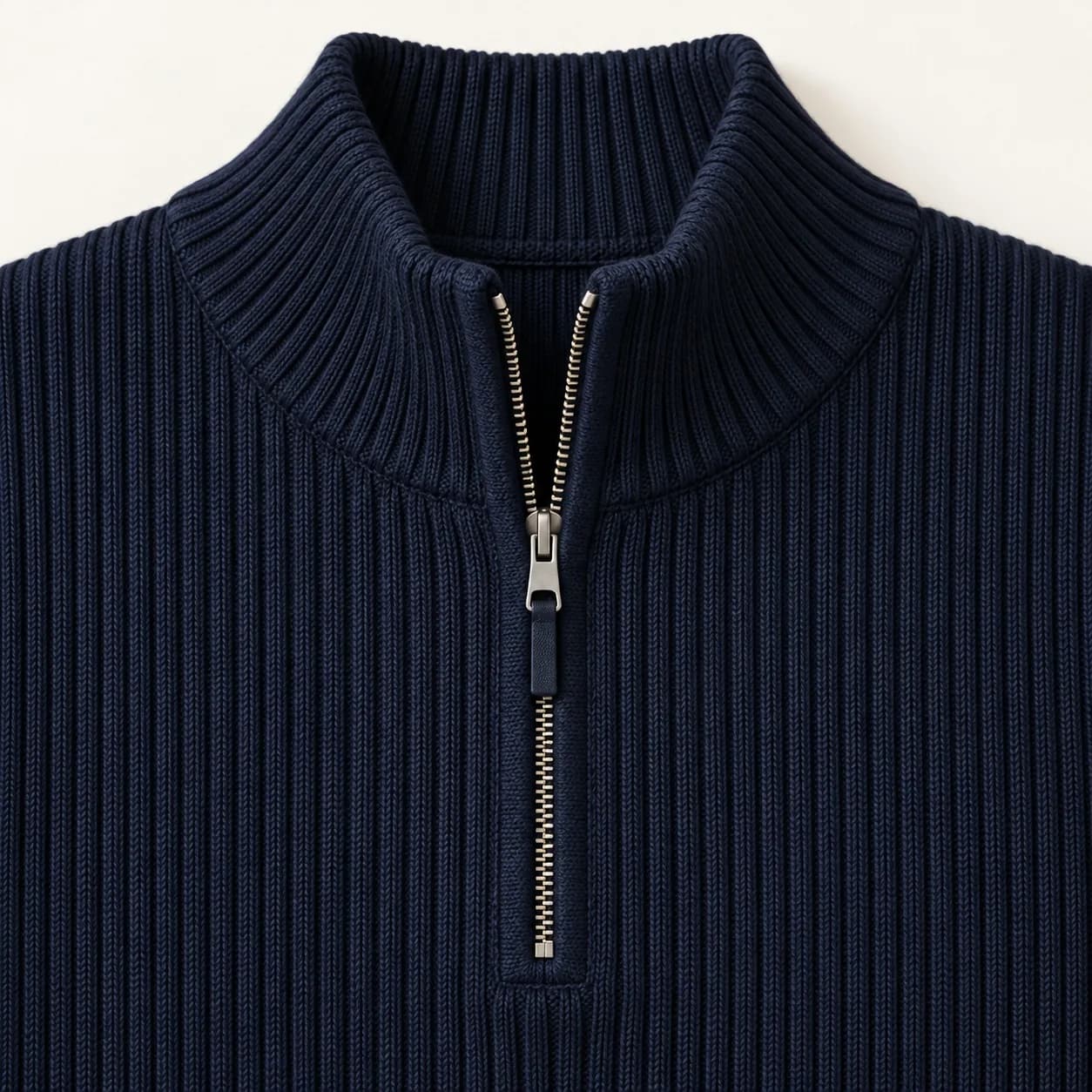 Men's Mercerized Cotton Rib Quarter-Zip Sweater - trim reference (AI development concept)