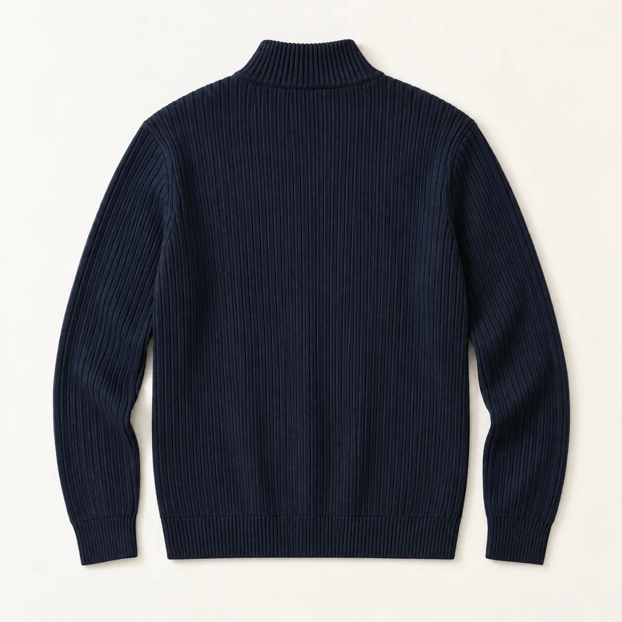 Men's Mercerized Cotton Rib Quarter-Zip Sweater - back reference (AI development concept)