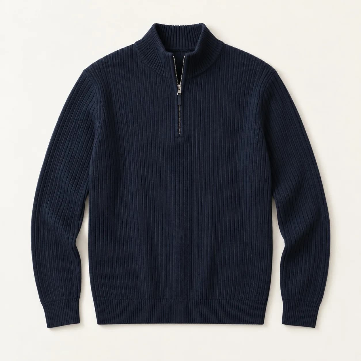 Men's Mercerized Cotton Rib Quarter-Zip Sweater - front reference (AI development concept)