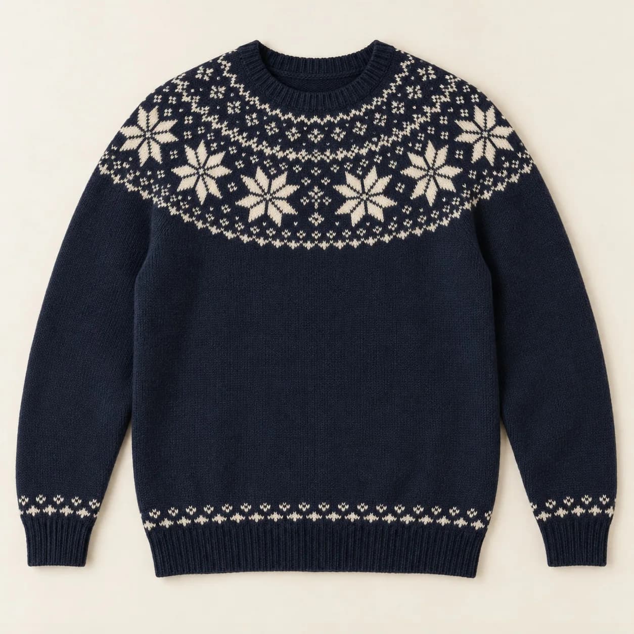 Men's Nordic Star-Yoke Jacquard Sweater - front reference (AI development concept)