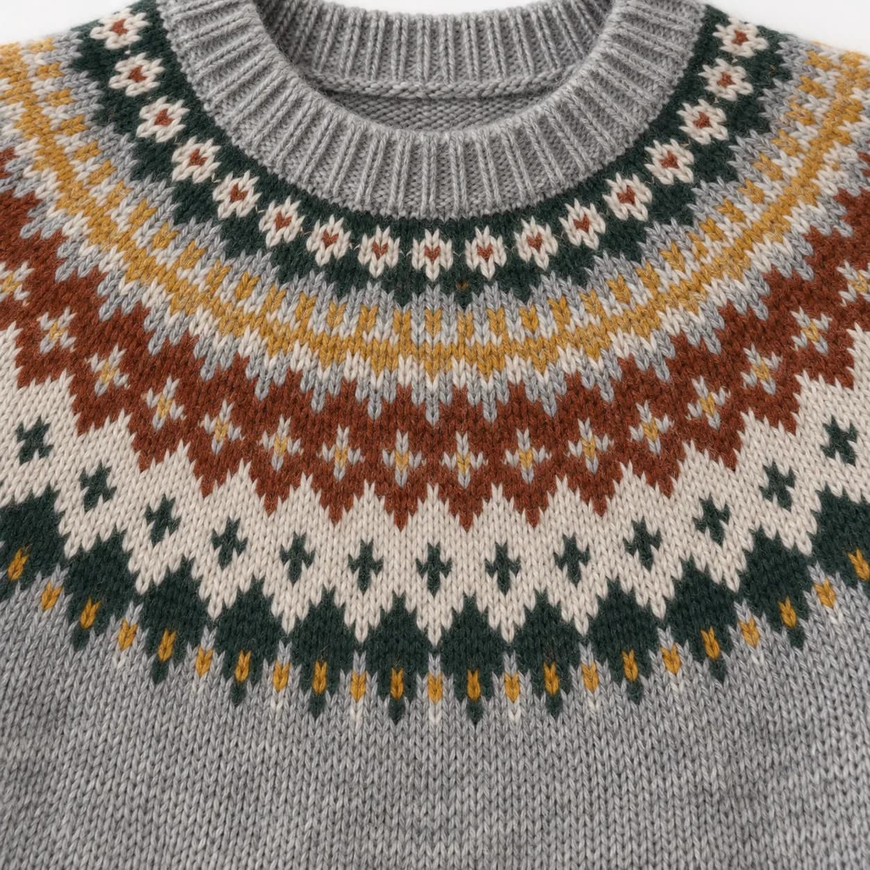 Mens Multicolour Fair Isle Yoke Crew - texture reference (AI development concept)