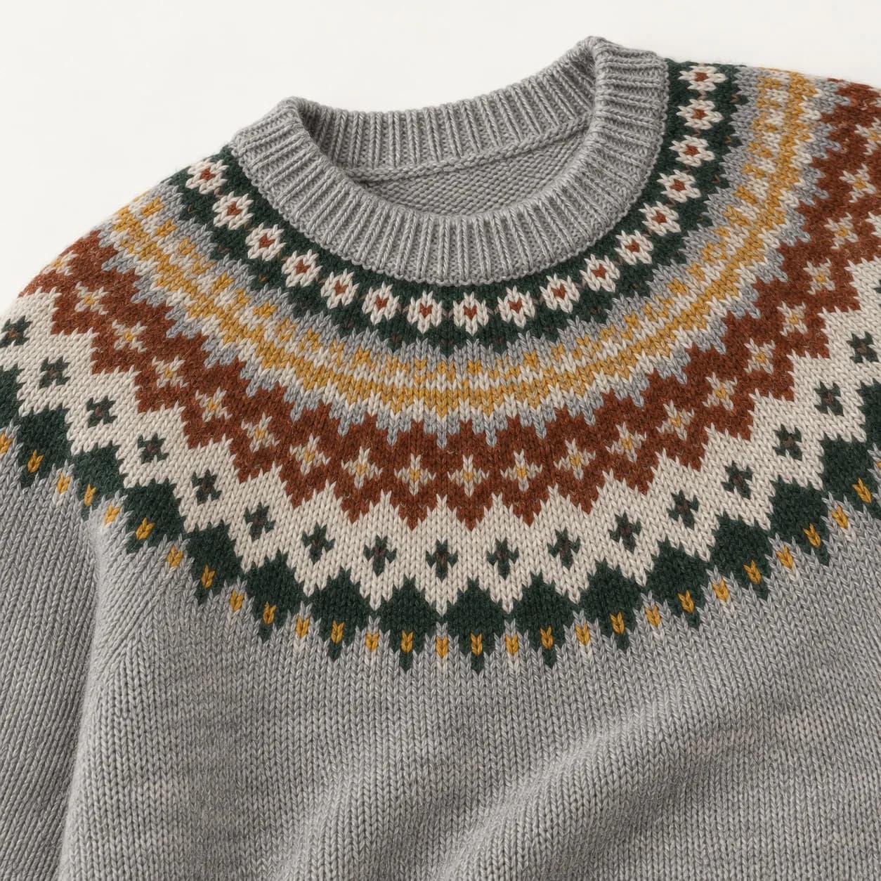 Mens Multicolour Fair Isle Yoke Crew - trim reference (AI development concept)
