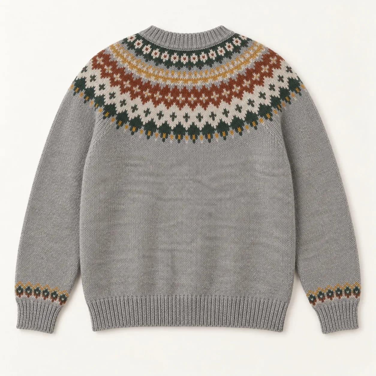 Mens Multicolour Fair Isle Yoke Crew - back reference (AI development concept)