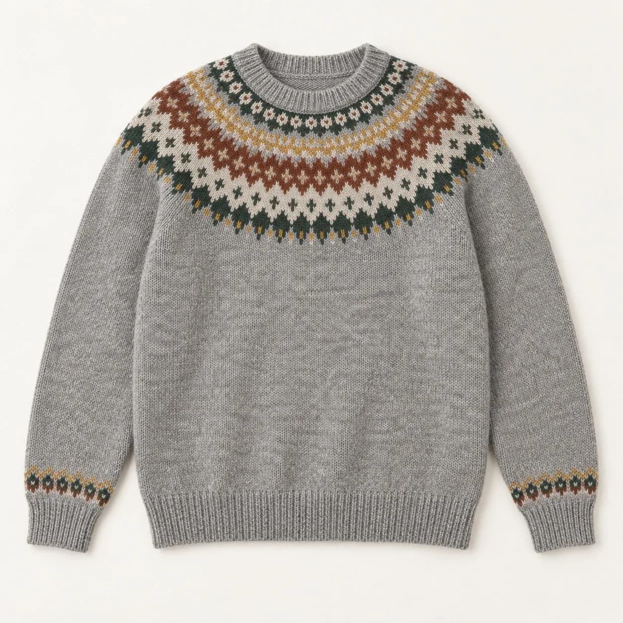Mens Multicolour Fair Isle Yoke Crew - front reference (AI development concept)
