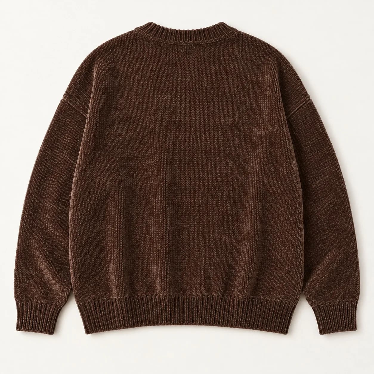 Mens Chenille Drop-Shoulder Crew Sweater - back reference (AI development concept)