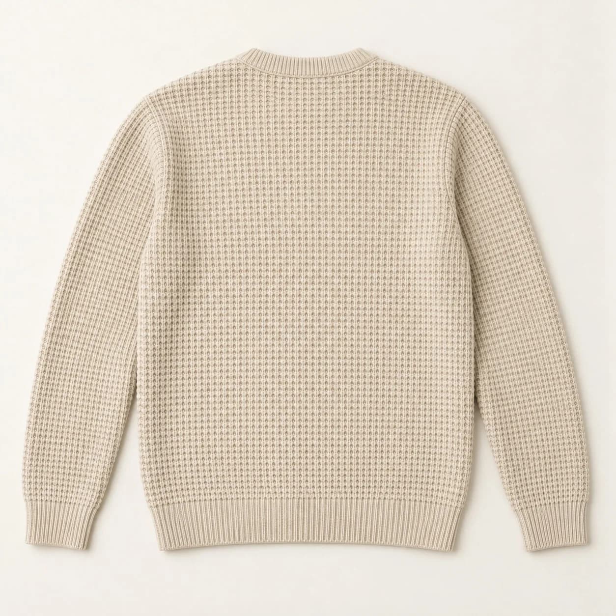 Men's Cotton-Wool Waffle Henley Sweater - back reference (AI development concept)