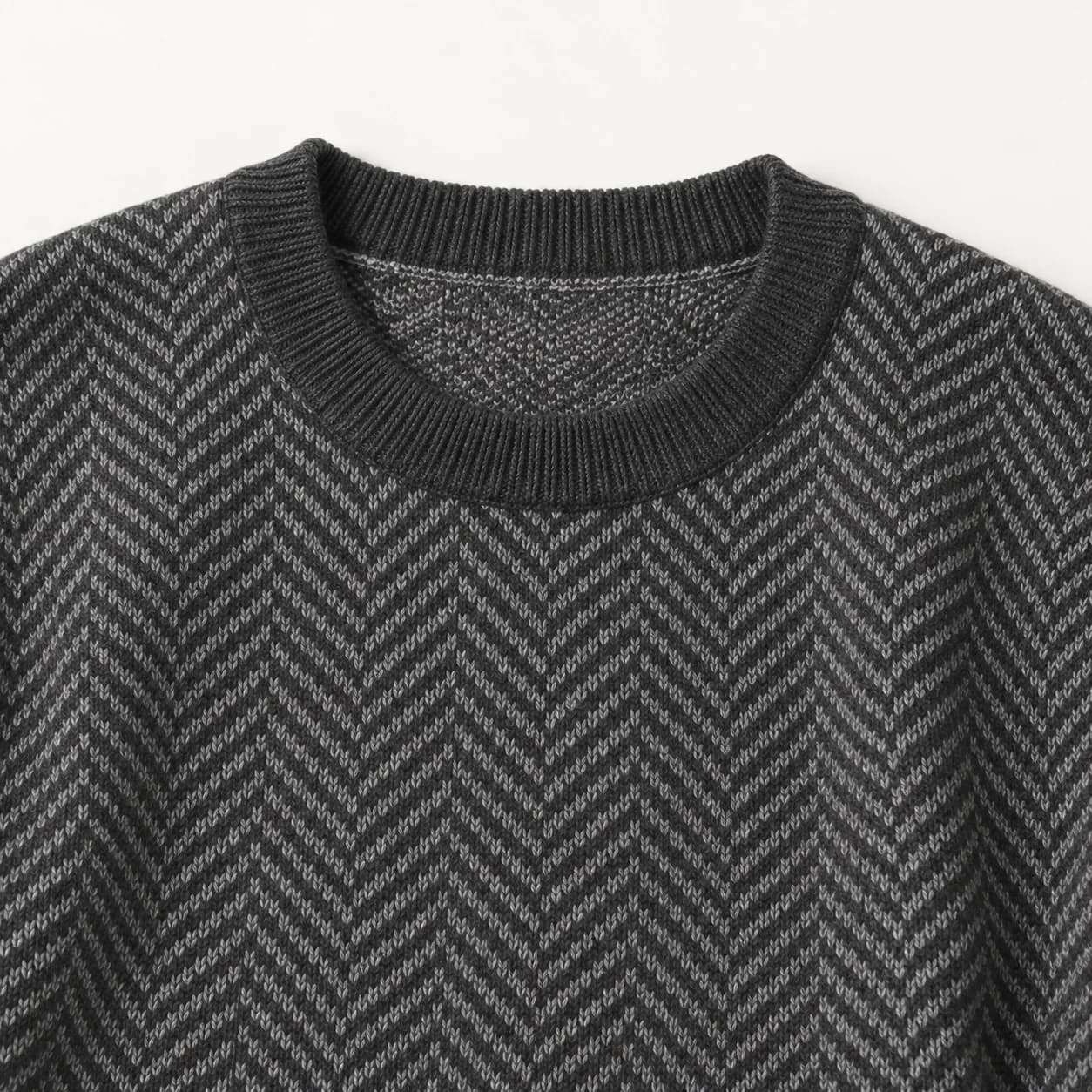 Mens Tonal Herringbone Jacquard Crew - trim reference (AI development concept)