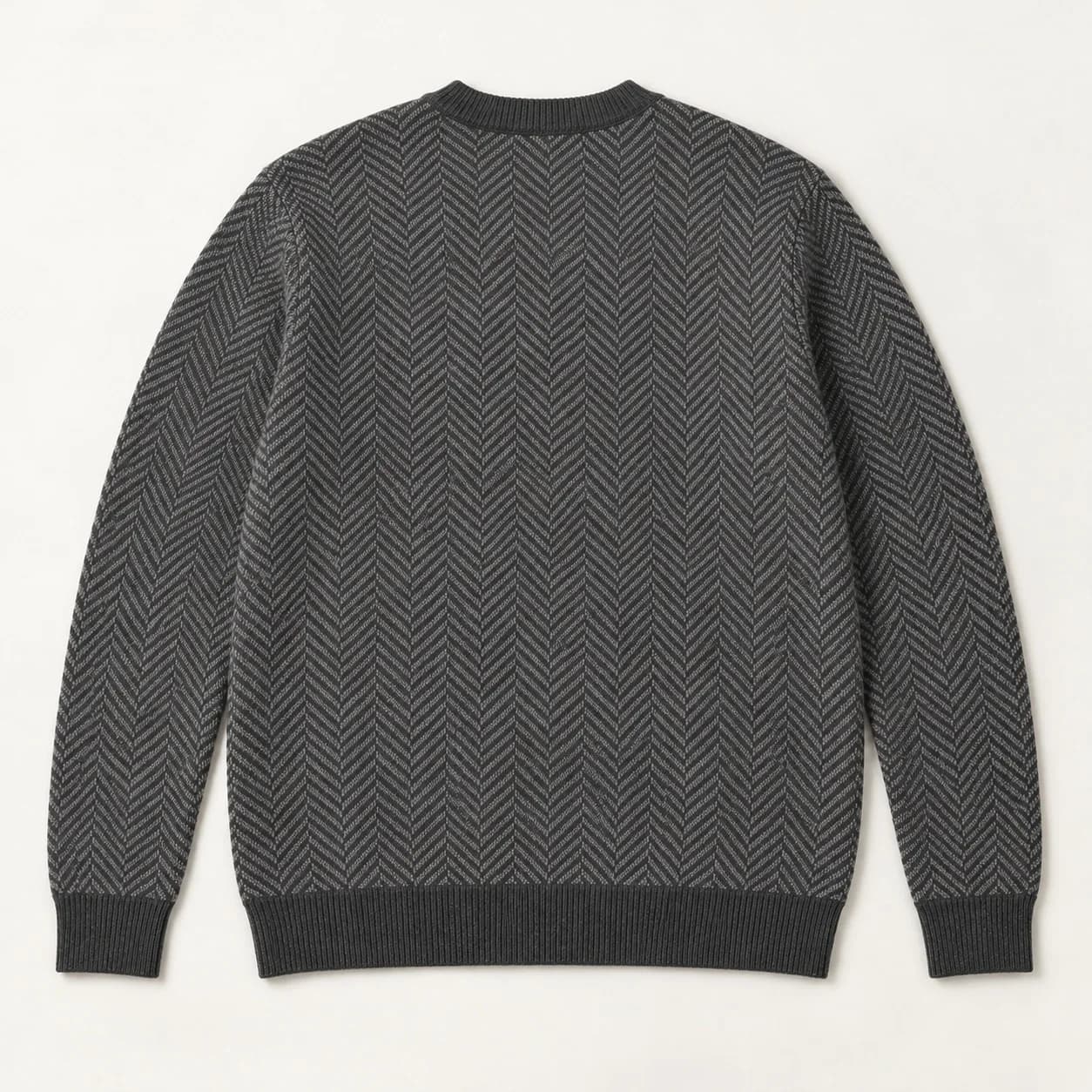 Mens Tonal Herringbone Jacquard Crew - back reference (AI development concept)