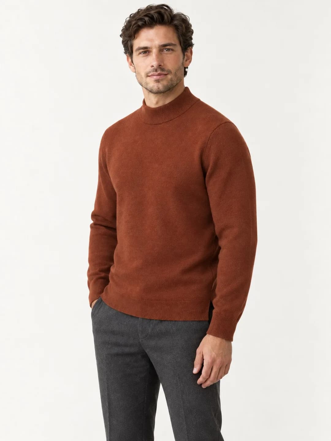 Mens Half-Milano Mock-Neck Sweater - side reference (AI development concept)