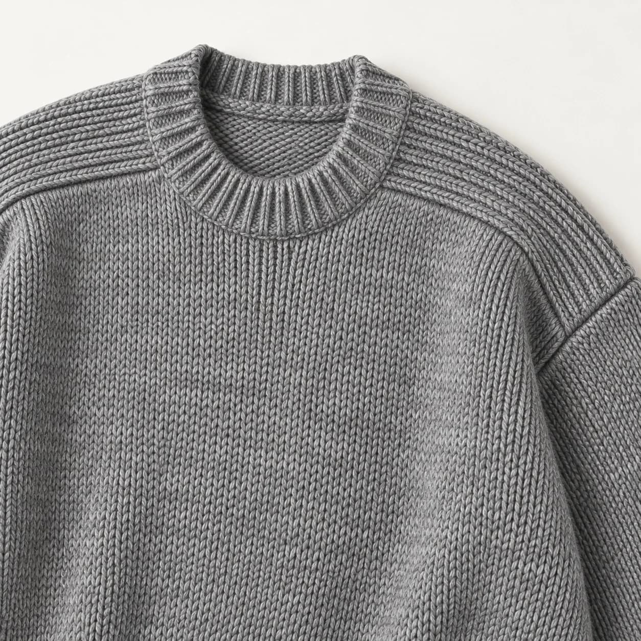 Mens Chunky Saddle-Shoulder Crew - trim reference (AI development concept)