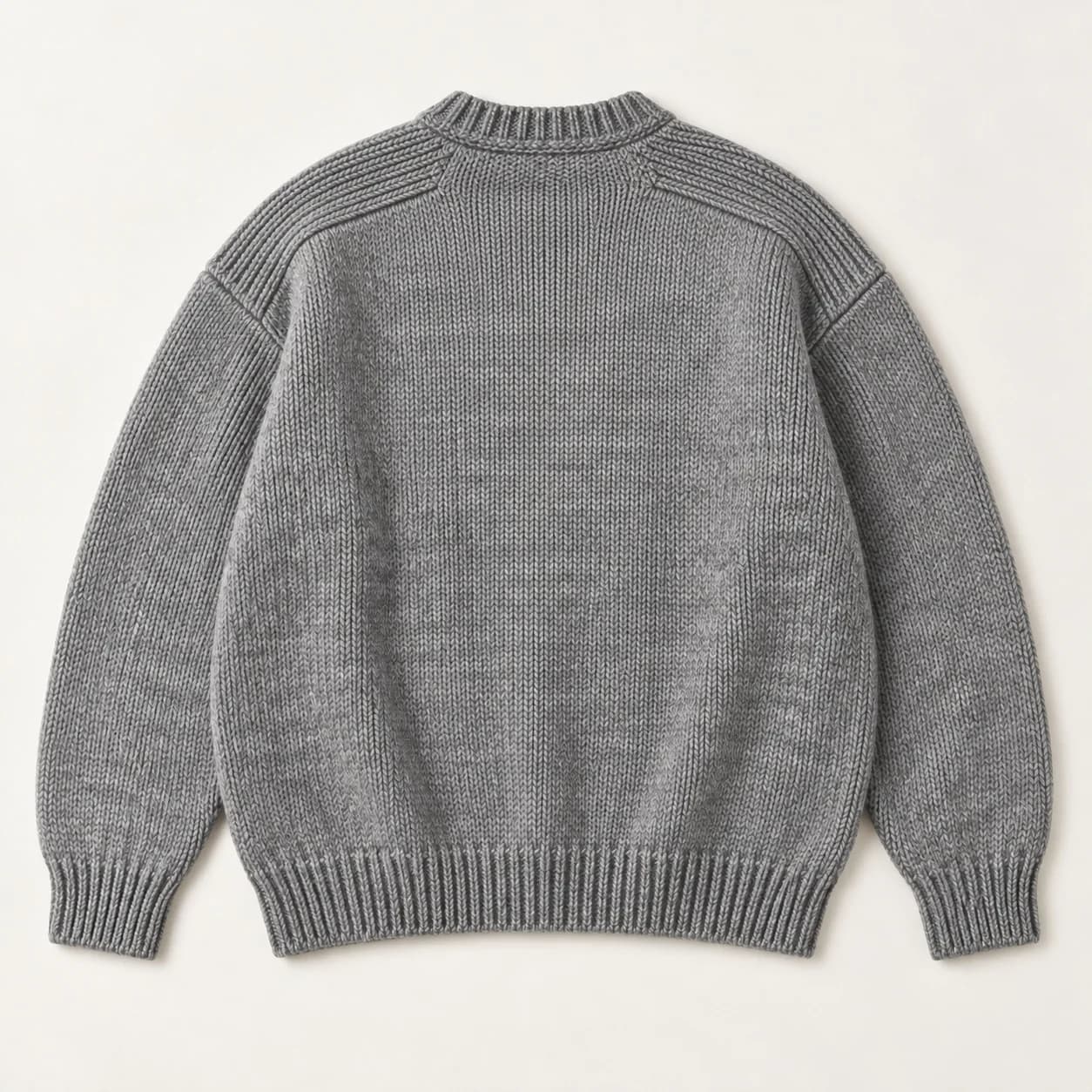 Mens Chunky Saddle-Shoulder Crew - back reference (AI development concept)