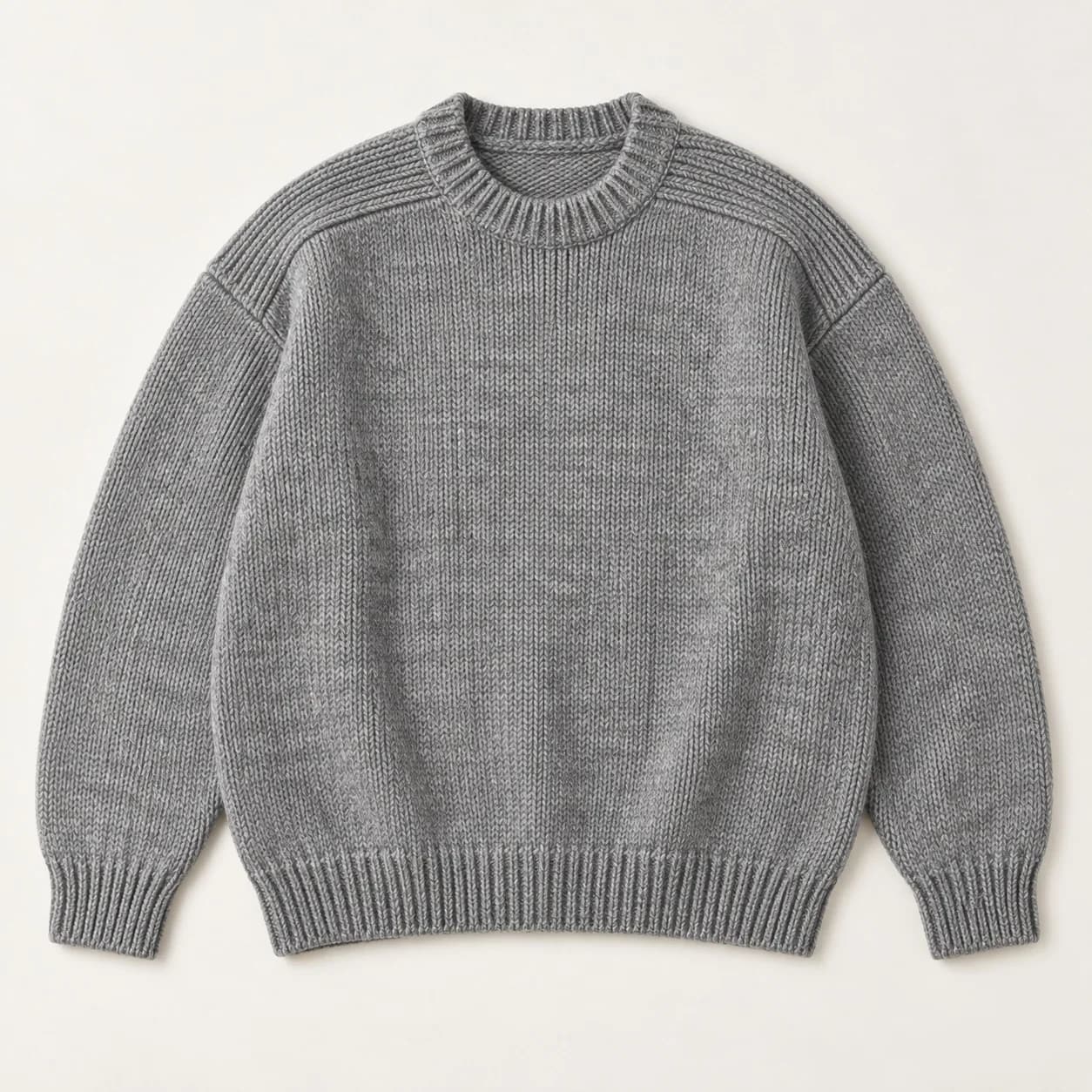 Mens Chunky Saddle-Shoulder Crew - front reference (AI development concept)