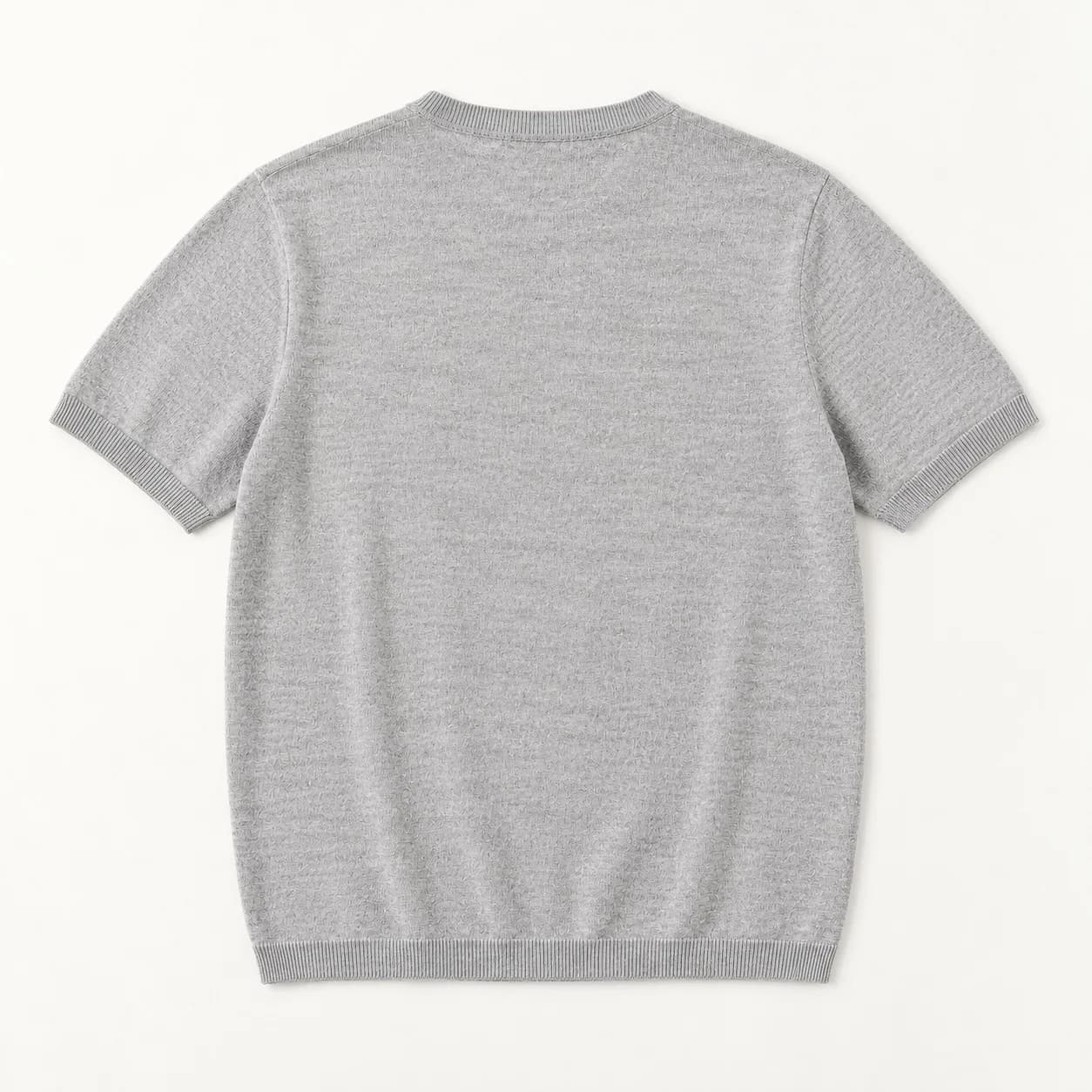 Men's Cotton-Linen Fine-Knit Crew Tee - back reference (AI development concept)